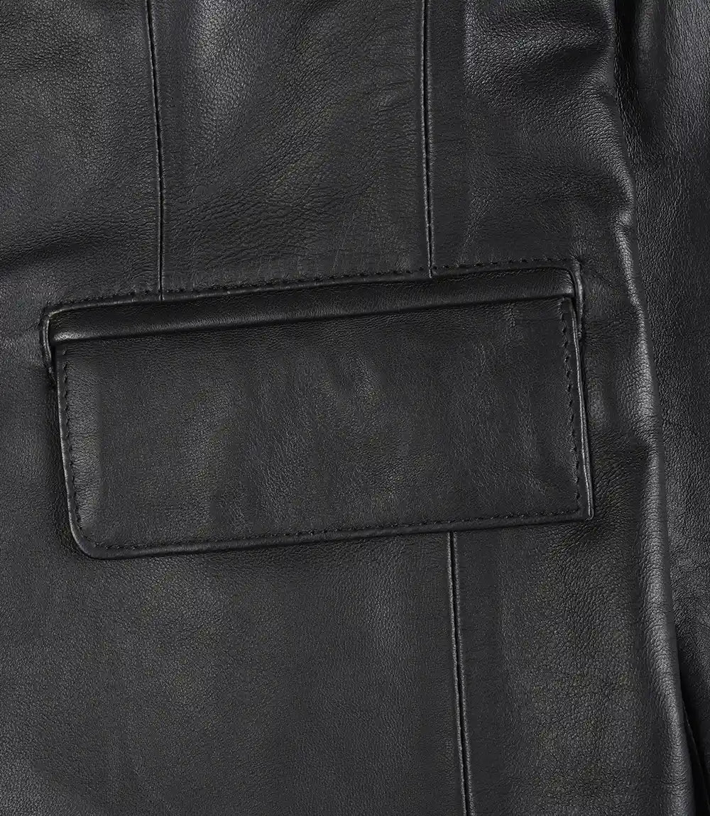 Womens Black Leather Blazer