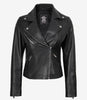 Rita Womens Asymmetrical Black Leather Biker Style Jacket