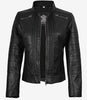 Veste en cuir noir style motard pour femme Bergamo