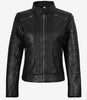Veste en cuir noir style motard pour femme Bergamo