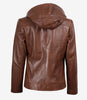 Women Brown Asymmetrical Hooded Leather Jacket