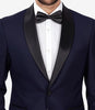 Smoking bleu foncé à revers châle pour homme – Smoking de bal moderne à un seul bouton