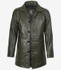 Manteau 3/4 en cuir vert olive pour homme