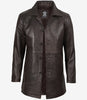 Manteau 3/4 en cuir véritable marron vieilli pour homme
