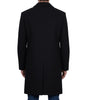 Manteau en laine noire à simple boutonnage pour homme – Coupe moderne