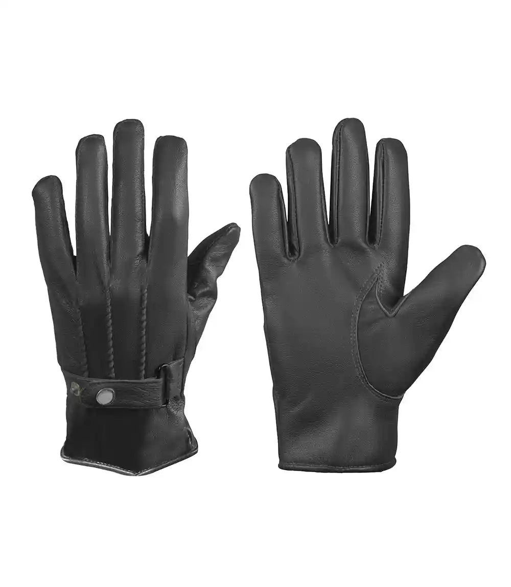 Mens Driving Black Lined Leather Gloves