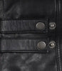 Veste motard en cuir d'agneau noir pour homme - Rayures blanches et rouges