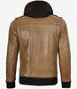 Blouson aviateur en cuir marron camel pour homme (capuche amovible)