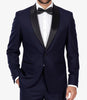 Smoking bleu foncé à revers châle pour homme – Smoking de bal moderne à un seul bouton