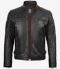 Veste en cuir marron vieilli style motard pour homme
