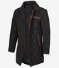 Manteau 3/4 matelassé en polyester noir pour homme avec détails marron