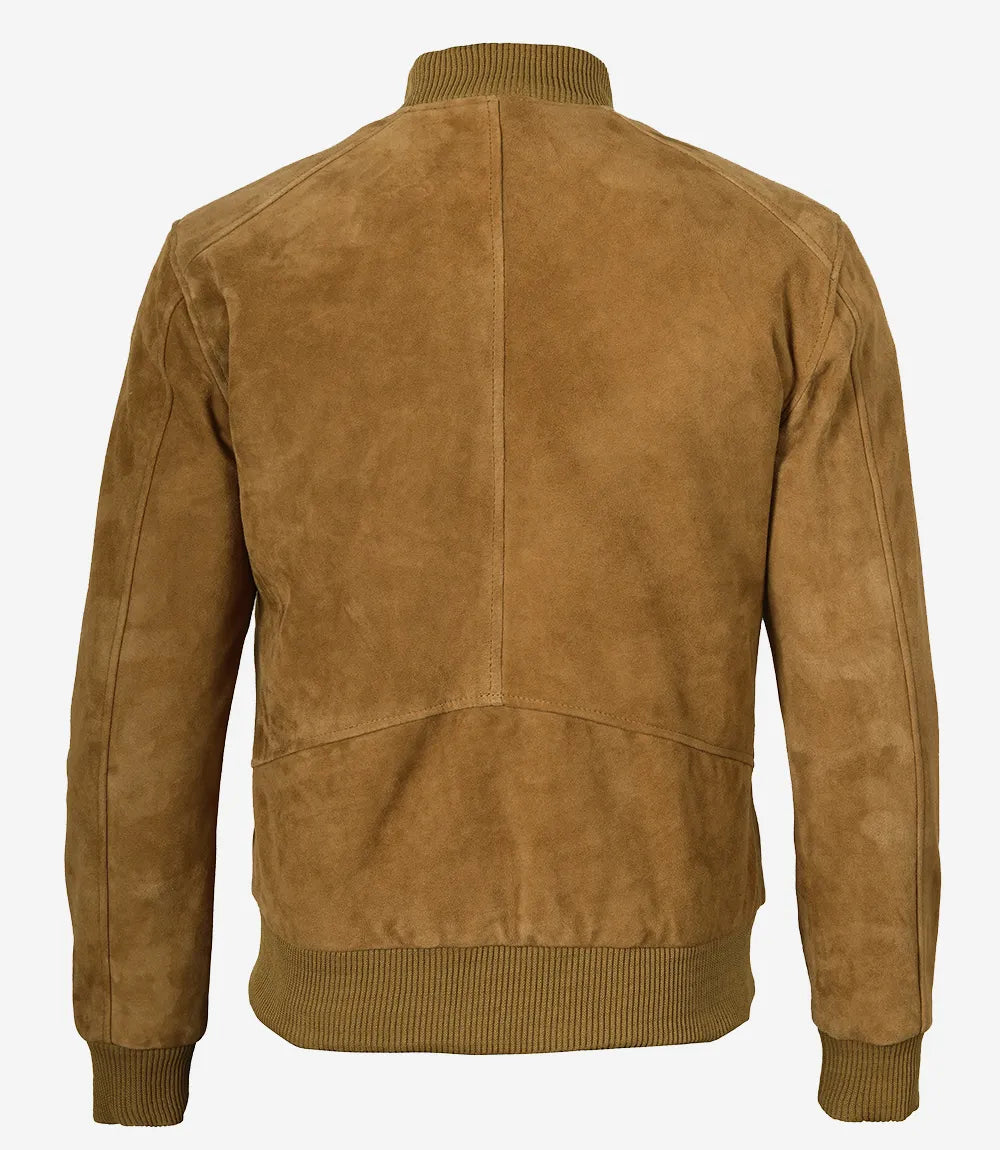 Blouson aviateur en daim marron clair pour homme