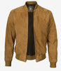 Blouson aviateur en daim marron clair pour homme