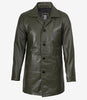 Manteau 3/4 en cuir vert olive pour homme
