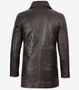 Manteau 3/4 en cuir véritable marron vieilli pour homme