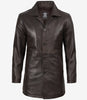 Manteau 3/4 en cuir véritable marron vieilli pour homme