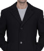Manteau en laine noire à simple boutonnage pour homme – Coupe moderne