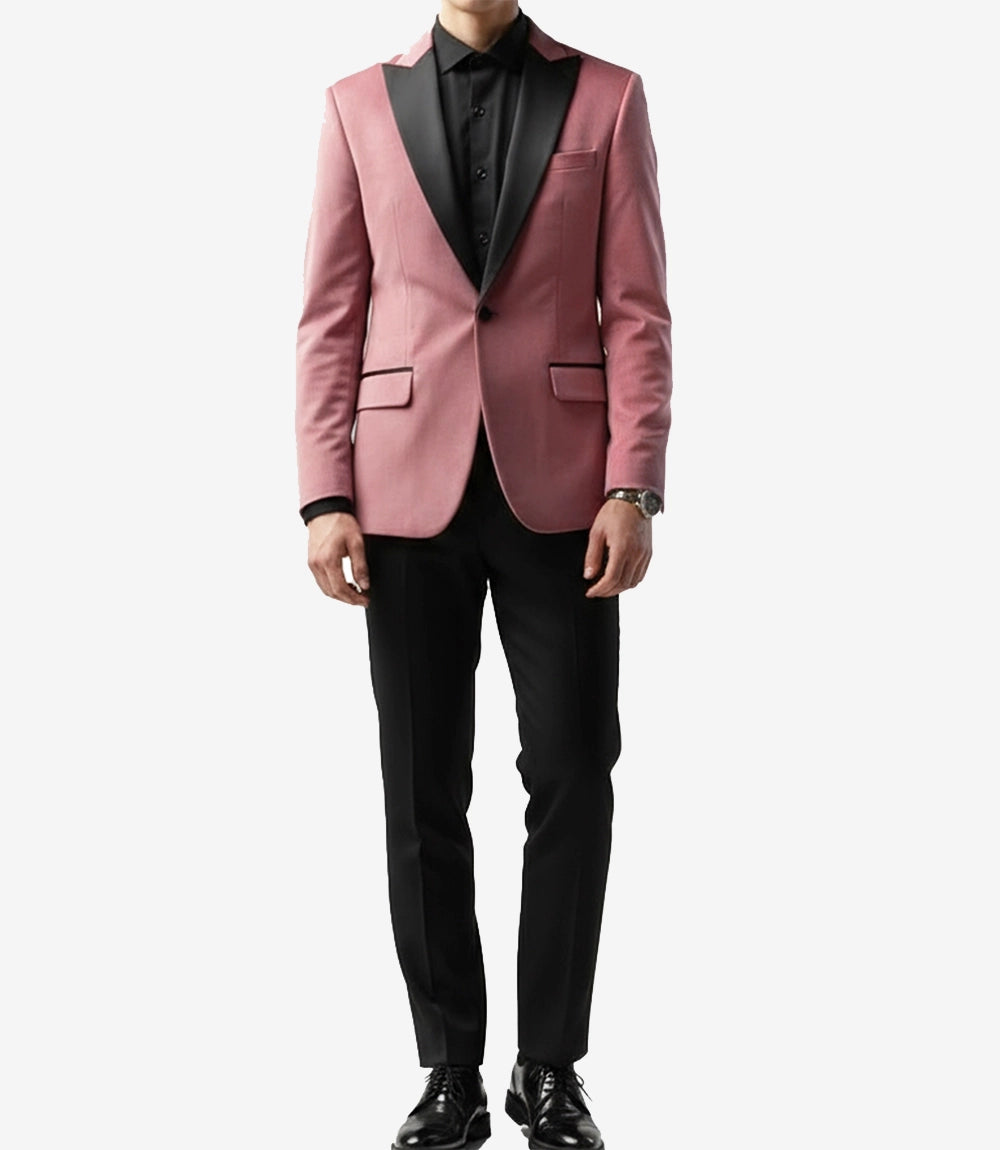 Mens Peak Lapel Dusty Pink Velvet Tuxedo
