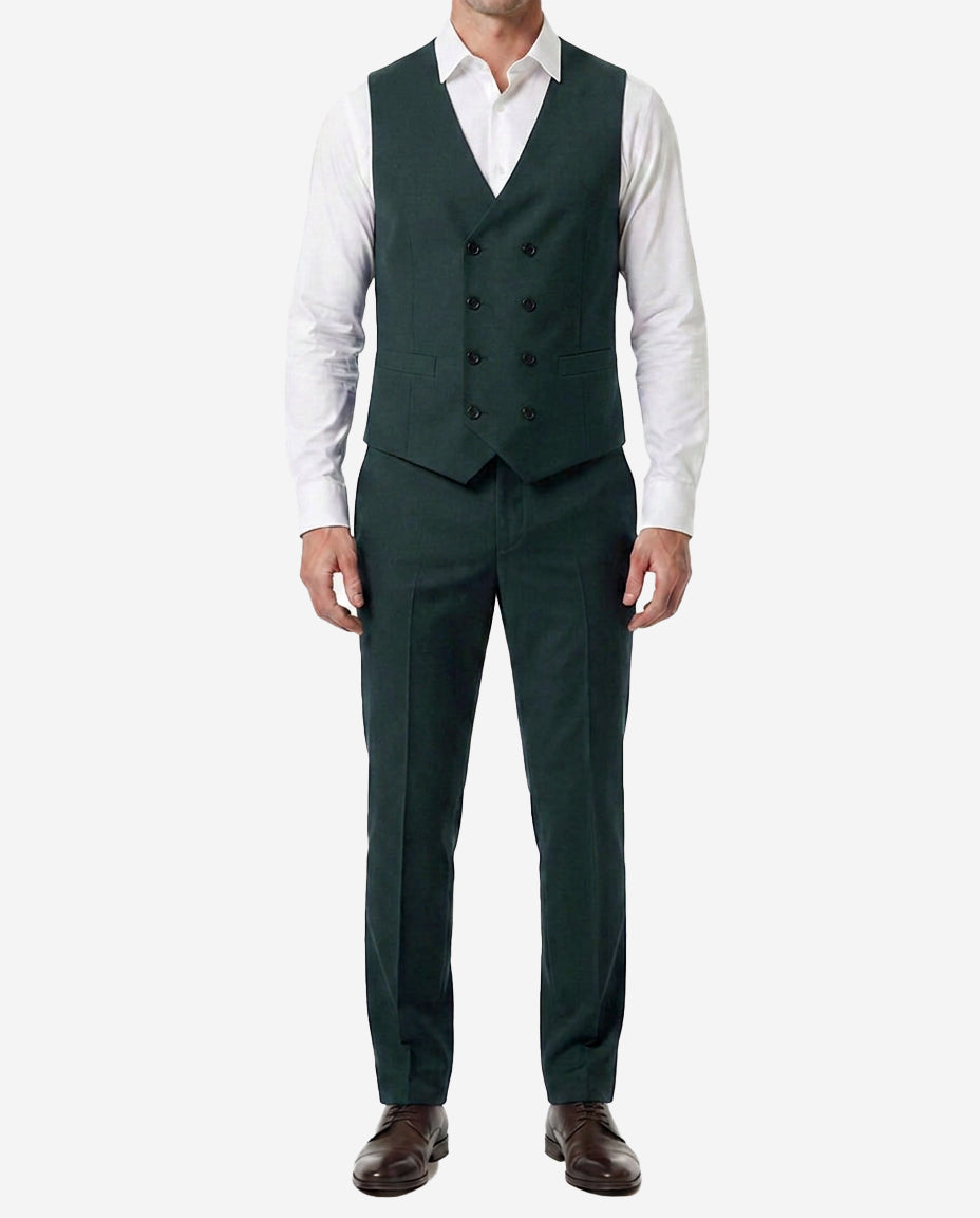 Men's Green Single-Breasted 3-Piece Suit — Notch Lapel