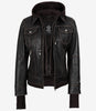 Blouson aviateur en cuir marron vieilli pour femme avec capuche amovible