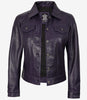 Veste de camionneur en cuir violet pour femme