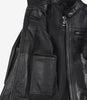Veste en cuir matelassée noire style motard pour femme