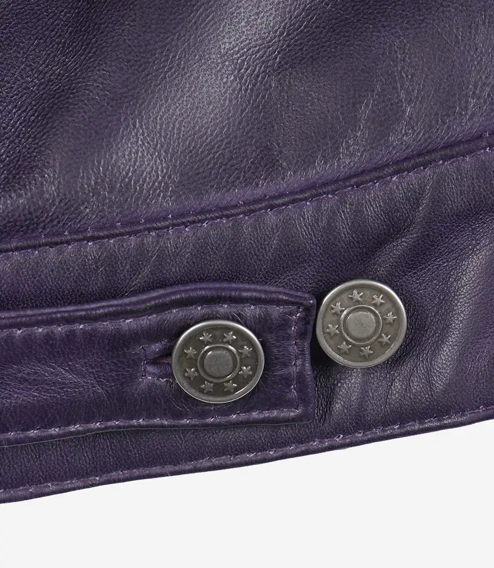 Veste de camionneur en cuir violet pour femme