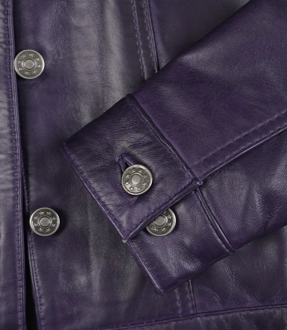 Veste de camionneur en cuir violet pour femme