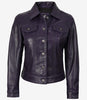 Veste de camionneur en cuir violet pour femme