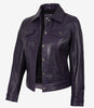 Veste de camionneur en cuir violet pour femme