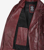 Veste motard bordeaux en cuir d'agneau véritable pour femme
