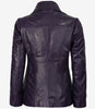 Blazer en cuir violet à trois boutons pour femme