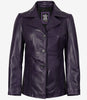 Blazer en cuir violet à trois boutons pour femme
