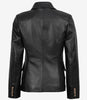 Blazer croisé en cuir noir pour femme Kim