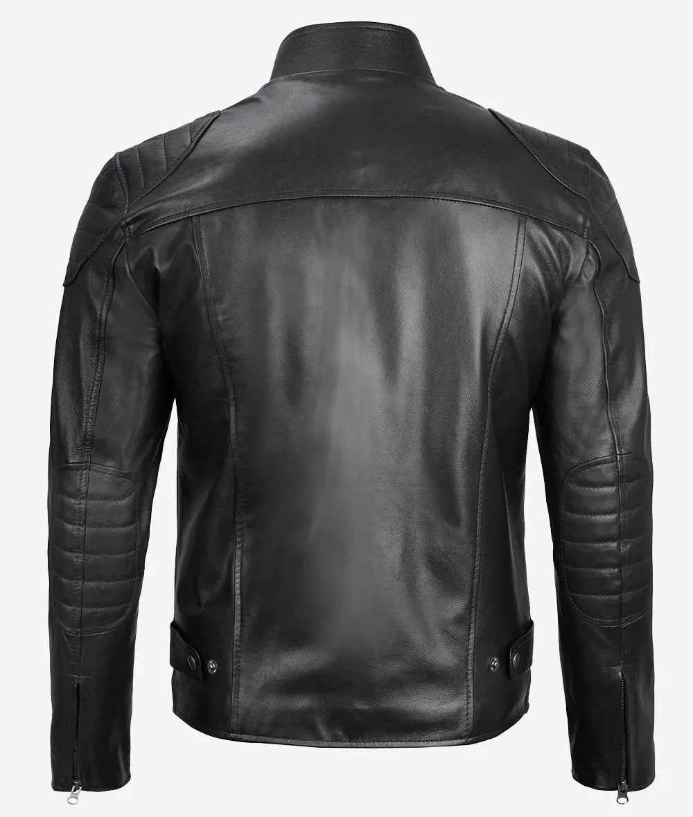 Mens Black Leather Racer Jacket