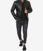 Mens Tall Black Quilted Leather Jacket