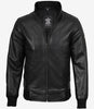 Blouson aviateur en cuir de vache noir pour homme