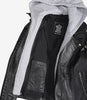 Women's Biker Style Black Leather Jacket with Hood