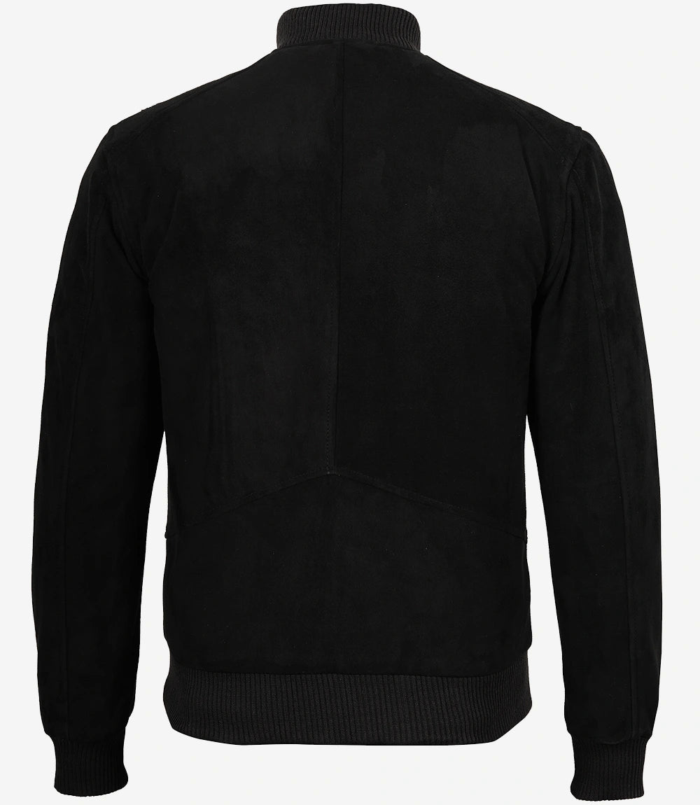 Blouson aviateur en daim noir de qualité supérieure pour homme