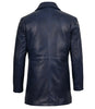 Manteau 3/4 en cuir ciré bleu pour homme