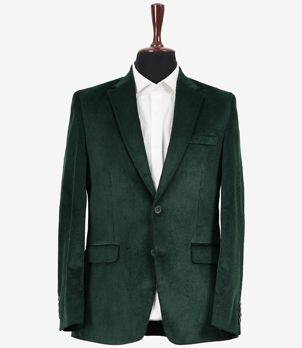 Men's Green Corduroy Two-Piece Suit – Notch Lapel Blazer