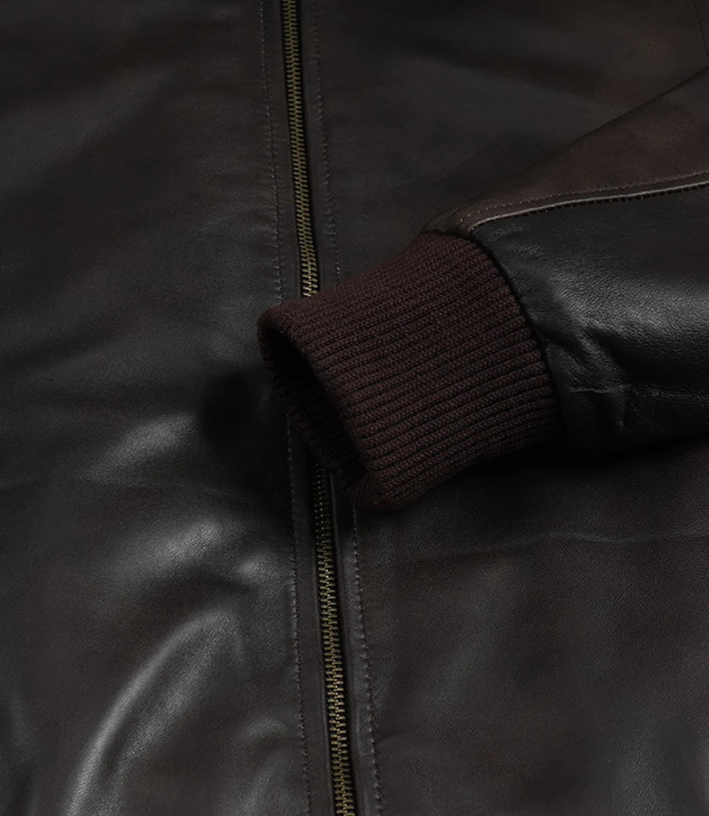Veste en cuir noir style motard pour homme