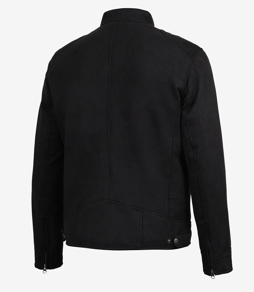 Men's Black Faux Suede Biker Style Jacket