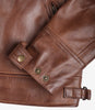 Veste en cuir matelassée style motard marron cognac pour homme
