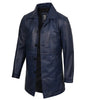 Manteau 3/4 en cuir ciré bleu pour homme