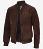 Blouson aviateur en daim marron foncé pour homme