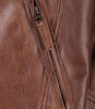 Veste en cuir matelassée style motard marron cognac pour homme