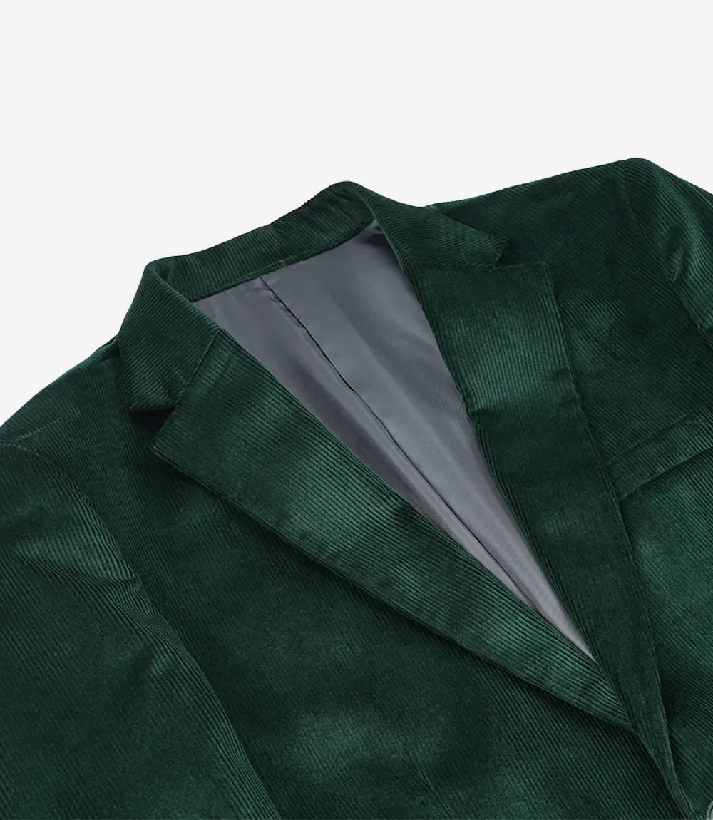 Men's Green Corduroy Two-Piece Suit – Notch Lapel Blazer