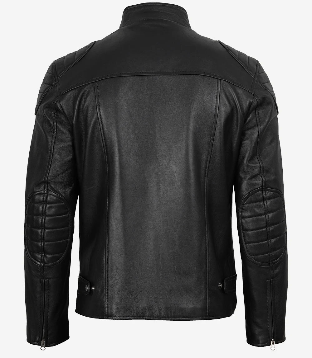 Veste de course en cuir noir pour homme