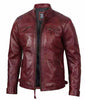 Massachusetts Maroon Leather Jacket For Men